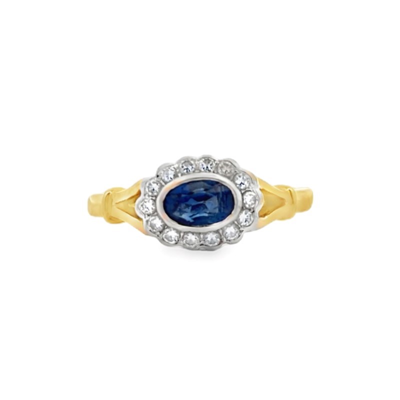 Estate Blue Sapphire And Diamond Ring